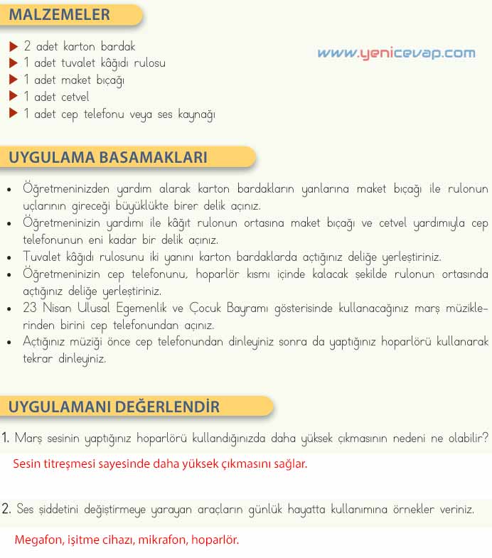 4. Sınıf Fen Bilimleri Kitabı Sayfa 160 162 164 165 166 Cevapları Meb