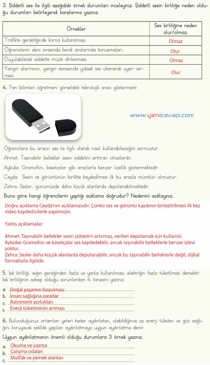 4. Sınıf Fen Bilimleri Kitabı Sayfa 173 174 175 176 177 Cevapları Meb