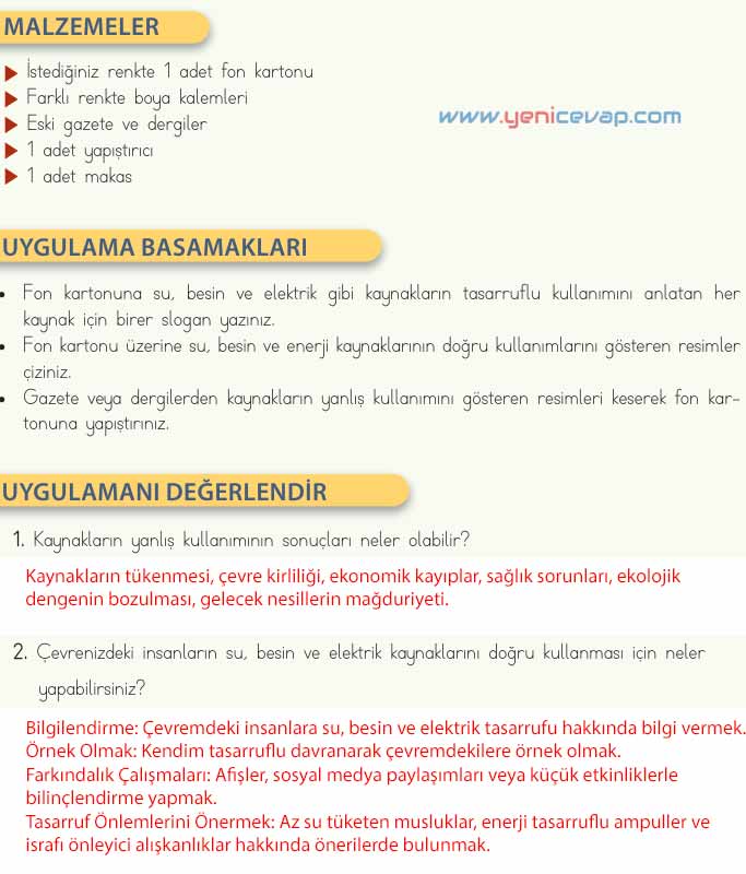 4. Sınıf Fen Bilimleri Kitabı Sayfa 180 184 185 186 188 Cevapları Meb