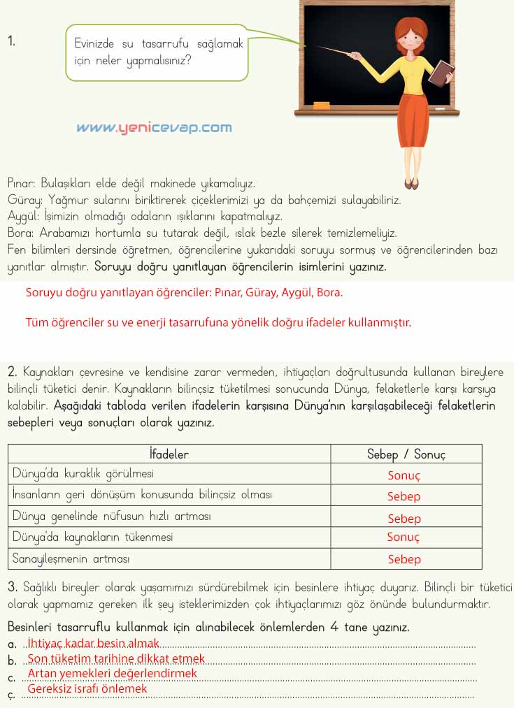 4. Sınıf Fen Bilimleri Kitabı Sayfa 194 195 198 200 201 202 Cevapları Meb