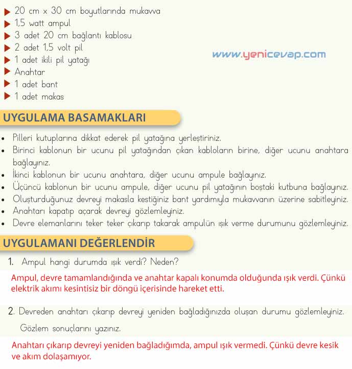 4. Sınıf Fen Bilimleri Kitabı Sayfa 194 195 198 200 201 202 Cevapları Meb