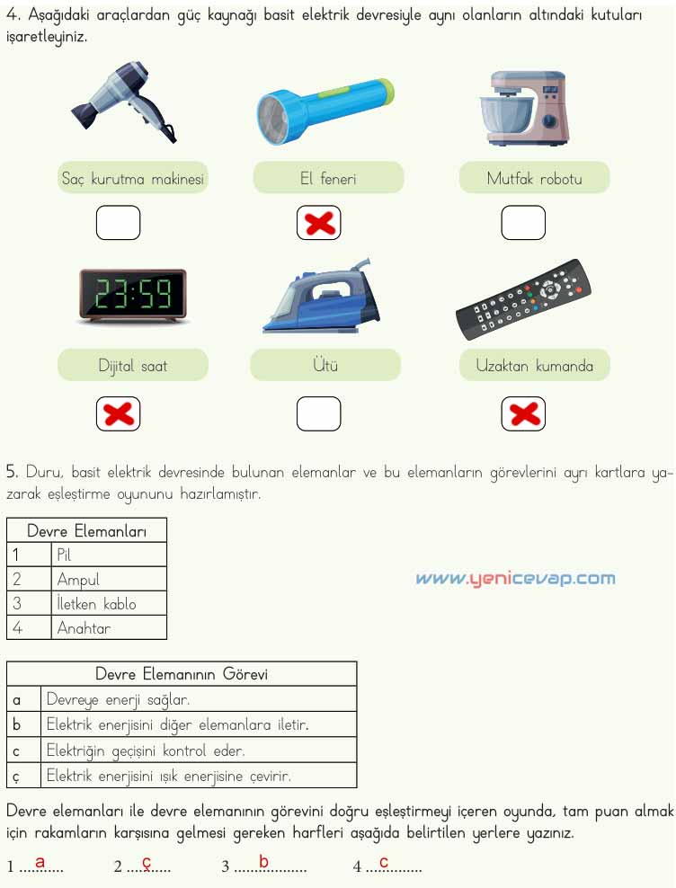 4. Sınıf Fen Bilimleri Kitabı Sayfa 204 205 206 207 208 Cevapları Meb