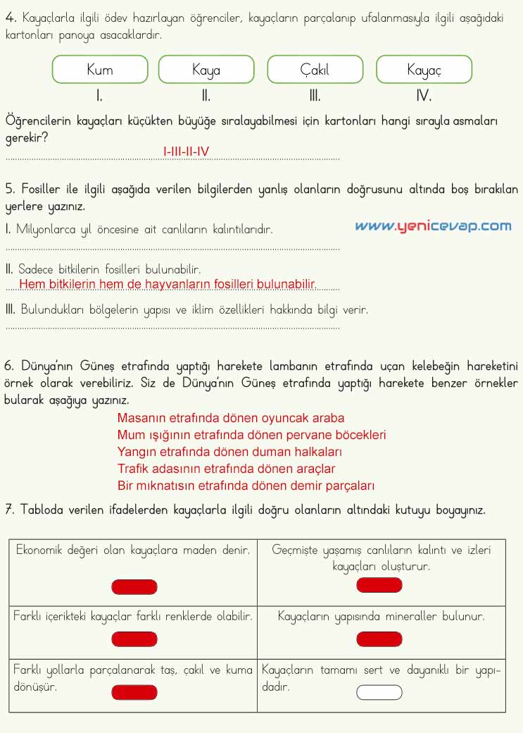 4. Sınıf Fen Bilimleri Kitabı Sayfa 40 41 42 43 Cevapları Meb