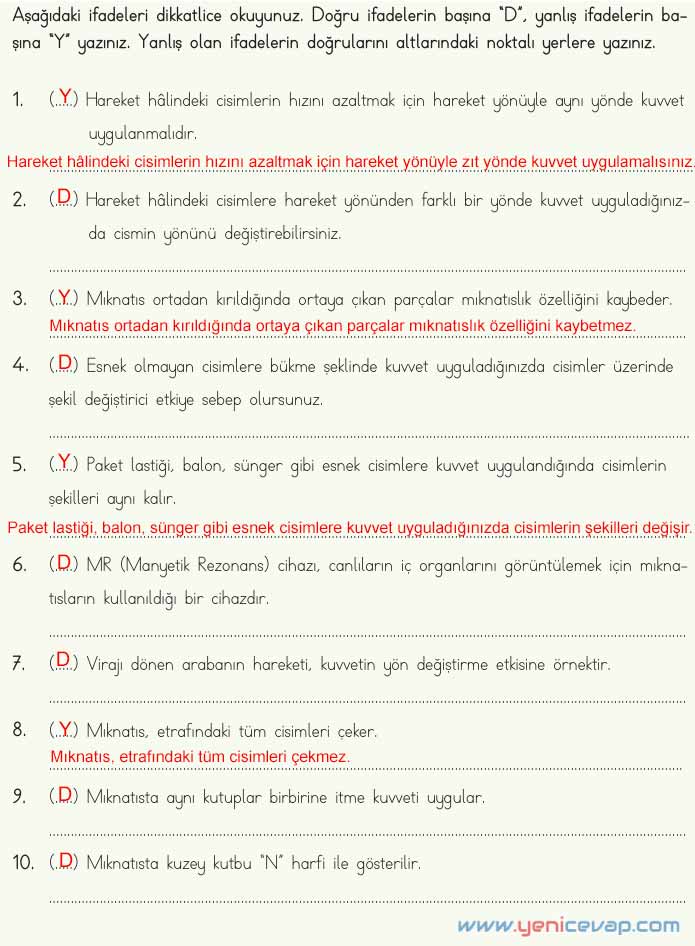 4. Sınıf Fen Bilimleri Kitabı Sayfa 90 91 92 Cevapları Meb