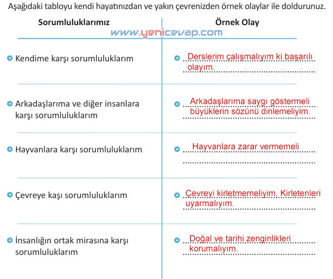 4. Sınıf İnsan Hakları Kitabı Sayfa 28 29 30 31 Cevapları Meb