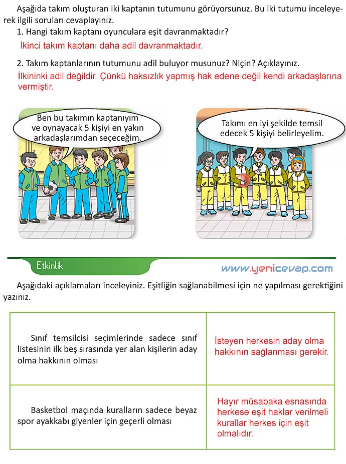 4. Sınıf İnsan Hakları Kitabı Sayfa 50 51 52 53 54 Cevapları Meb