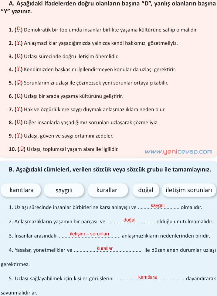 4. Sınıf İnsan Hakları Kitabı Sayfa 67 68 69 70 Cevapları Meb
