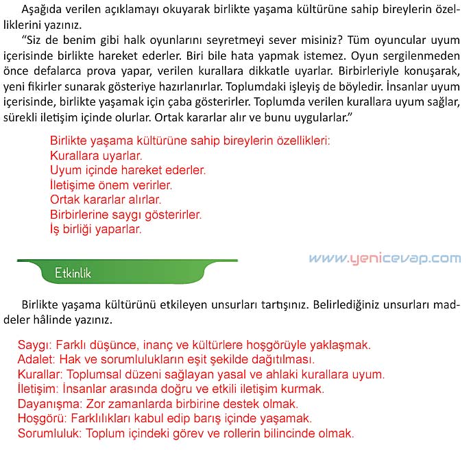 4. Sınıf İnsan Hakları Kitabı Sayfa 96 97 98 99 100 101 Cevapları Meb