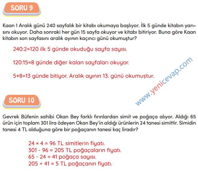 4. Sınıf Matematik Kitabı Sayfa 106 107 108 109 110 Cevapları Meb