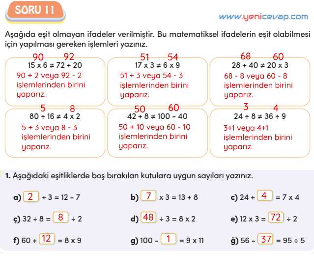 4. Sınıf Matematik Kitabı Sayfa 111 112 113 114 Cevapları Meb