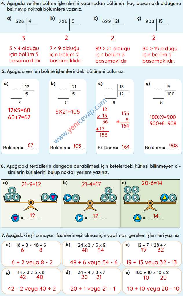 4. Sınıf Matematik Kitabı Sayfa 115 116 117 118 Cevapları Meb