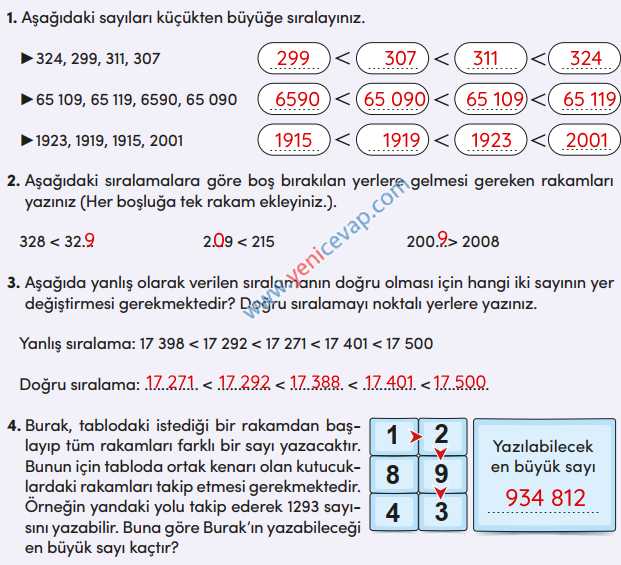 4. Sınıf Matematik Kitabı Sayfa 33 34 36 37 Cevapları Meb