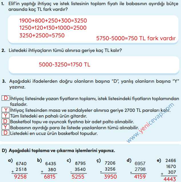 4. Sınıf Matematik Kitabı Sayfa 50 51 52 Cevapları Meb