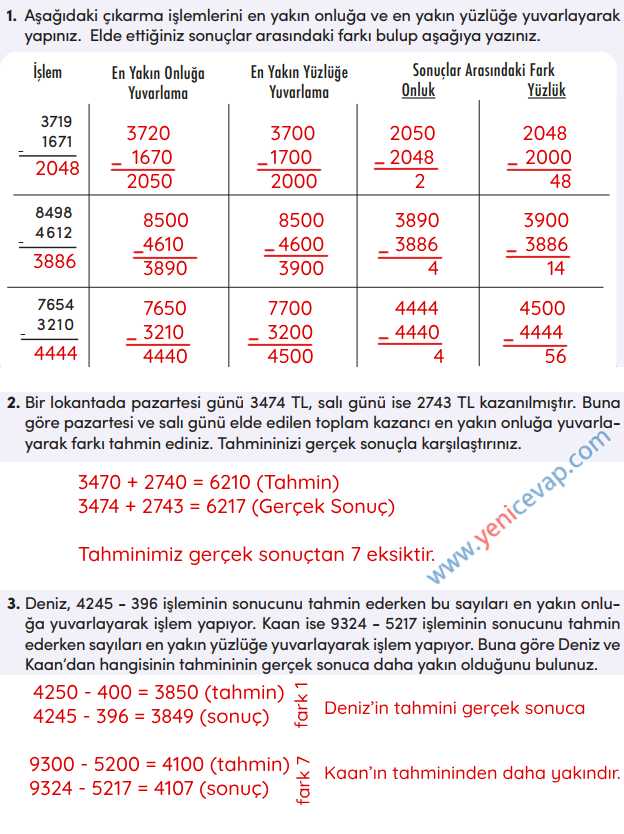 4. Sınıf Matematik Kitabı Sayfa 62 63 64 67 Cevapları Meb