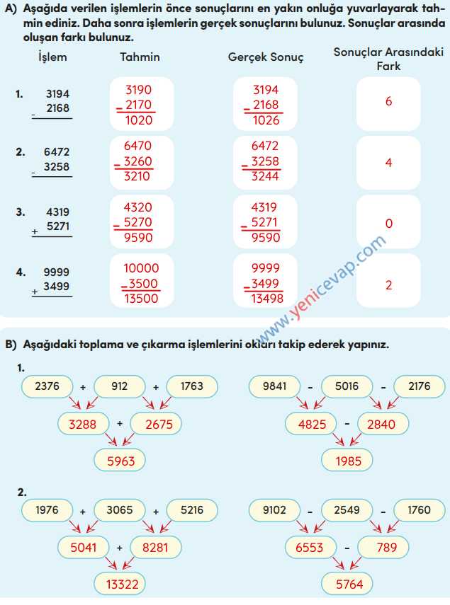 4. Sınıf Matematik Kitabı Sayfa 69 70 71 72 Cevapları Meb