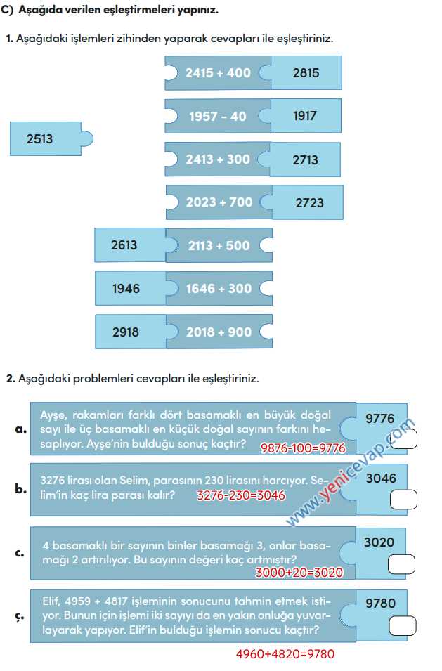 4. Sınıf Matematik Kitabı Sayfa 69 70 71 72 Cevapları Meb