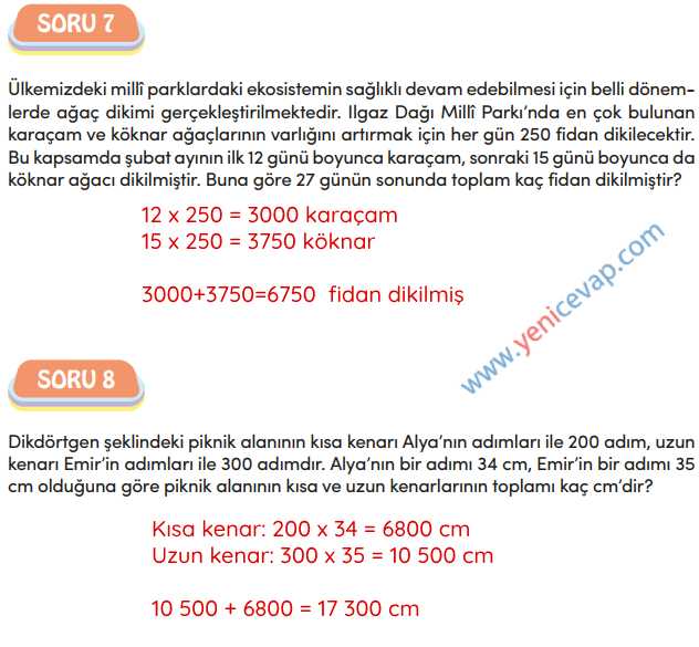 4. Sınıf Matematik Kitabı Sayfa 85 86 87 88 Cevapları Meb
