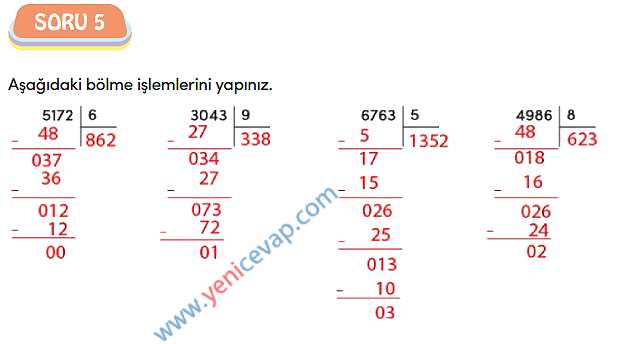 4. Sınıf Matematik Kitabı Sayfa 95 96 97 98 99 100 Cevapları Meb