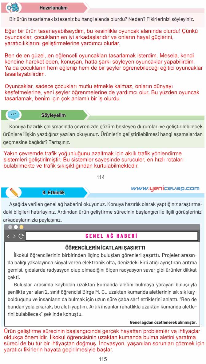 4. Sınıf Sosyal Bilgiler Kitabı Sayfa 113 114 115 Cevapları Hecce Yayınları