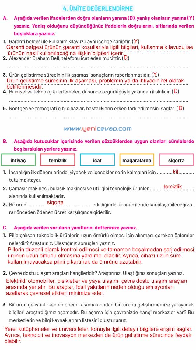 4. Sınıf Sosyal Bilgiler Kitabı Sayfa 122 123 124 125 Cevapları Hecce Yayınları