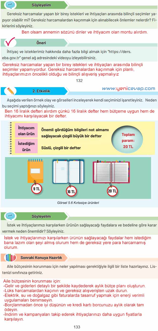 4. Sınıf Sosyal Bilgiler Kitabı Sayfa 132 133 134 135 Cevapları Hecce Yayınları
