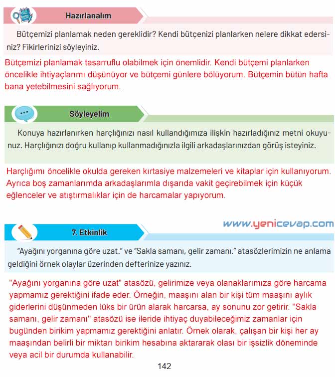 4. Sınıf Sosyal Bilgiler Kitabı Sayfa 142 143 144 145 Cevapları Hecce Yayınları