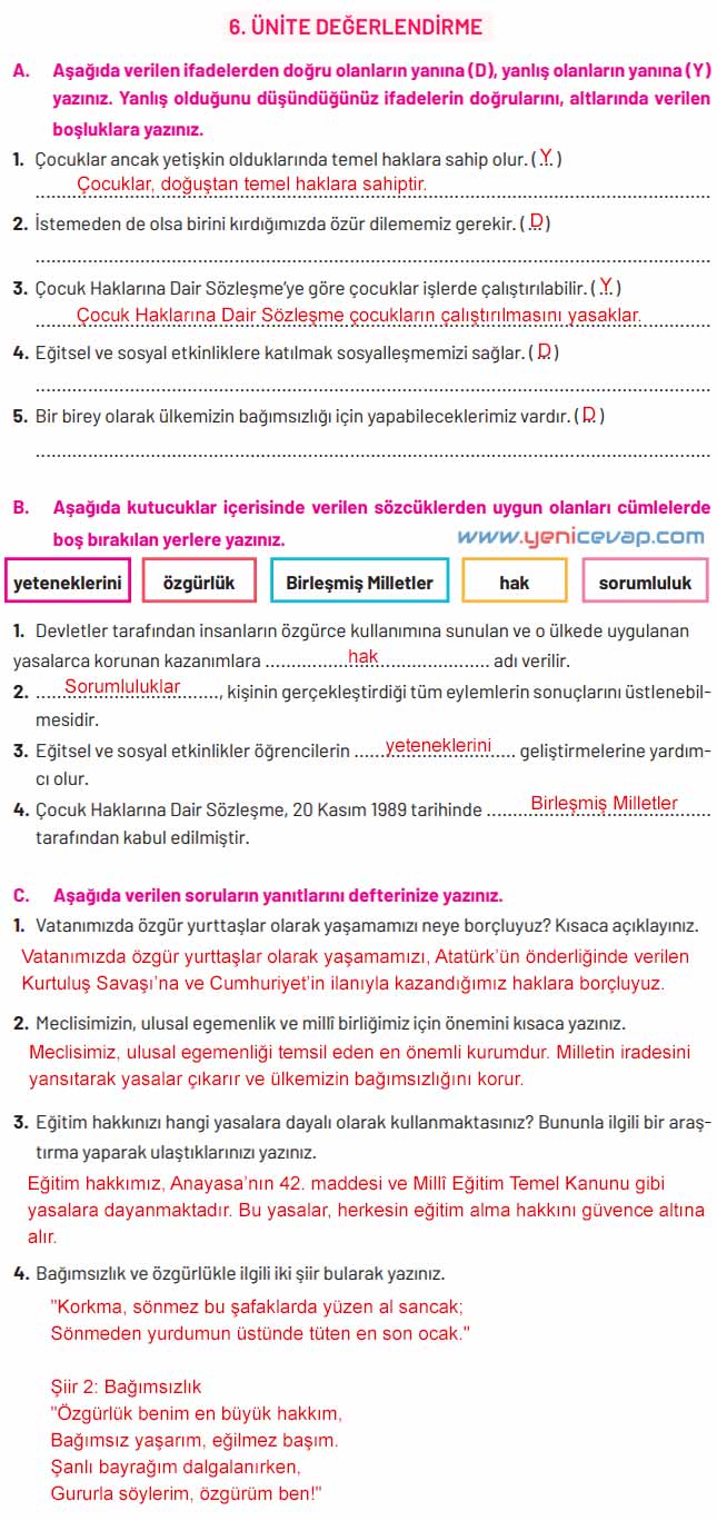 4. Sınıf Sosyal Bilgiler Kitabı Sayfa 171 172 173 Cevapları Hecce Yayınları