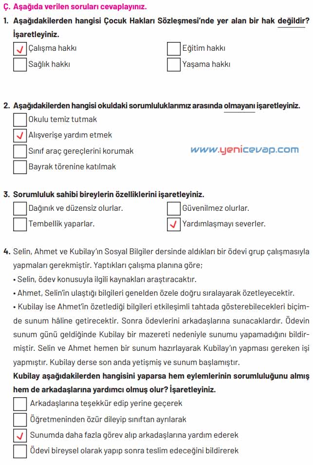 4. Sınıf Sosyal Bilgiler Kitabı Sayfa 171 172 173 Cevapları Hecce Yayınları
