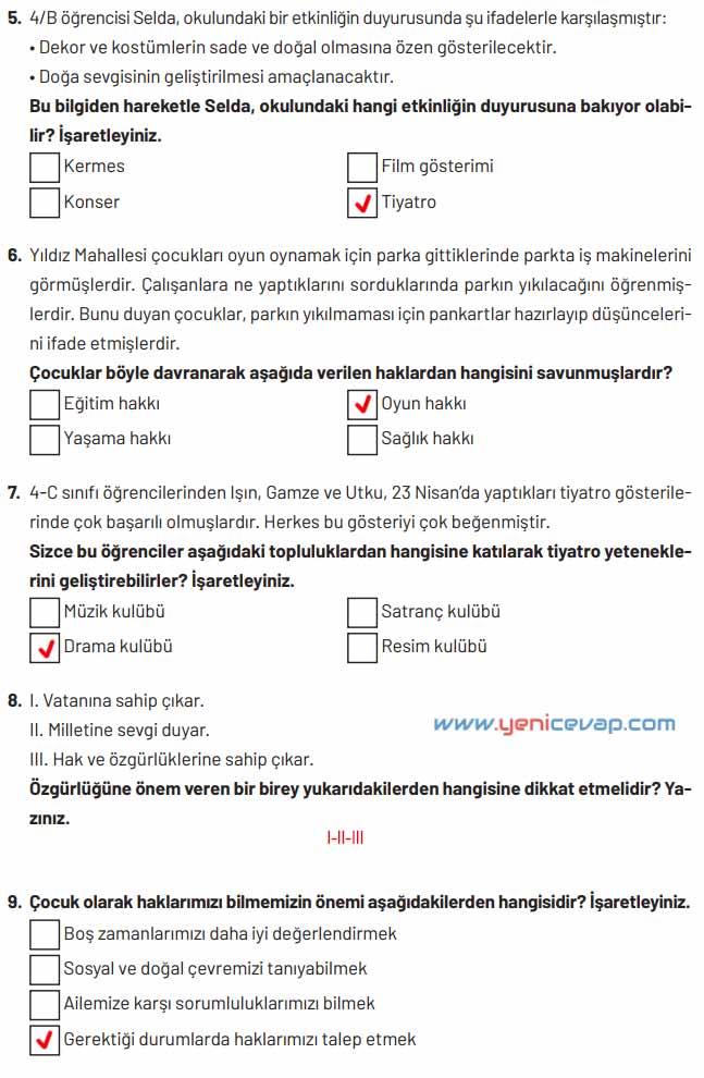4. Sınıf Sosyal Bilgiler Kitabı Sayfa 171 172 173 Cevapları Hecce Yayınları