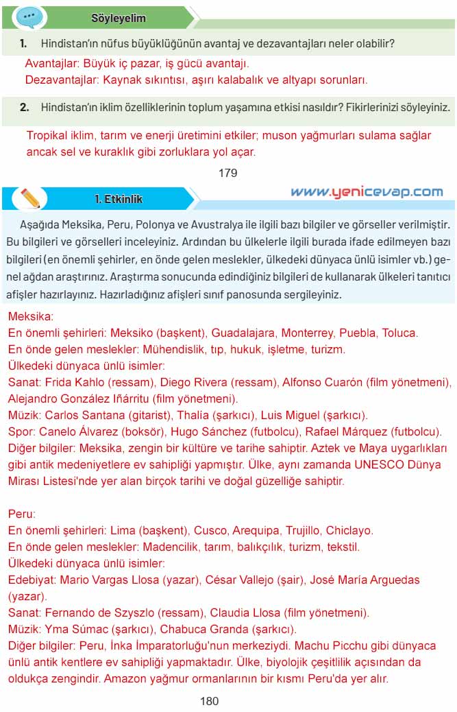 4. Sınıf Sosyal Bilgiler Kitabı Sayfa 174 176 177 178 179 180 Cevapları Hecce Yayınları