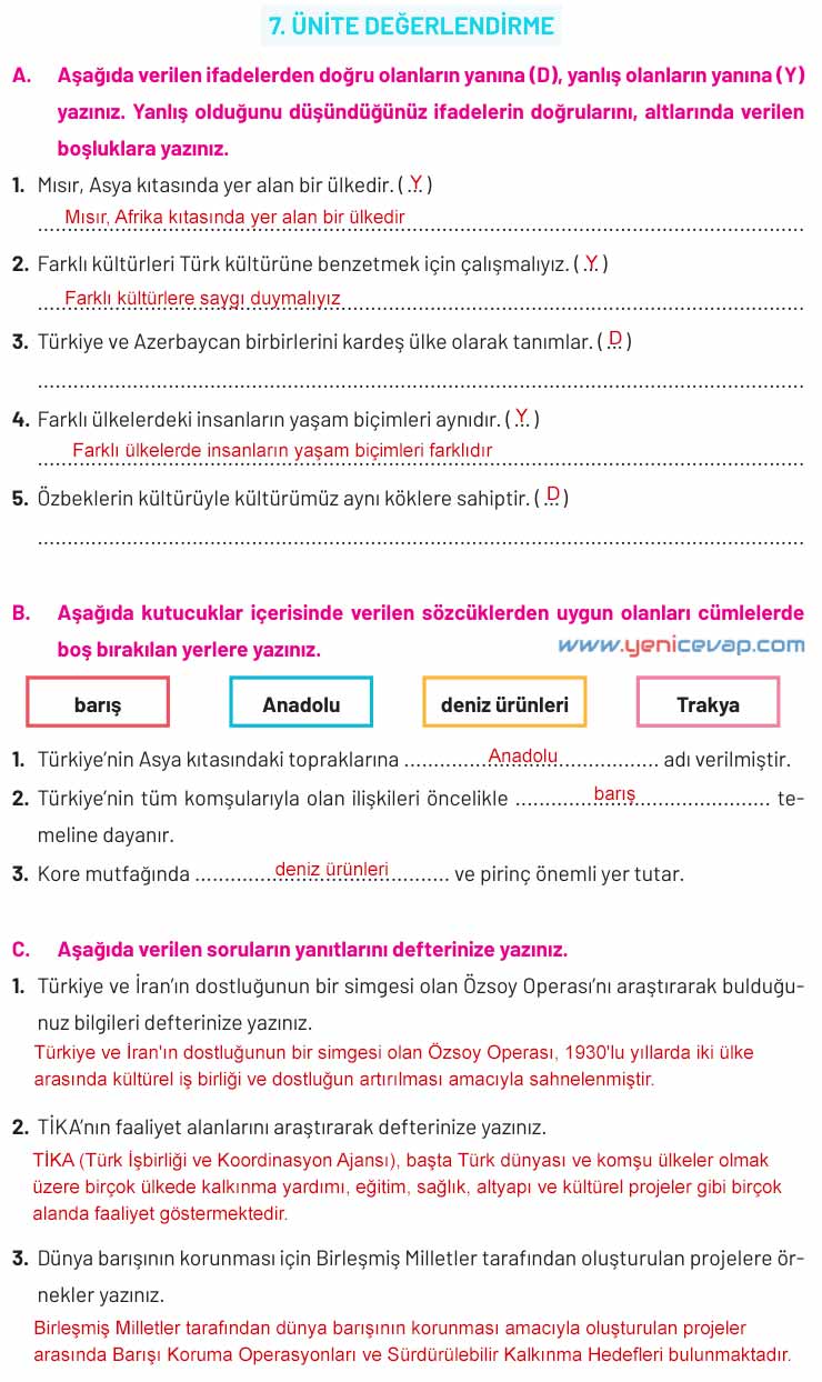 4. Sınıf Sosyal Bilgiler Kitabı Sayfa 198 199 200 Cevapları Hecce Yayınları