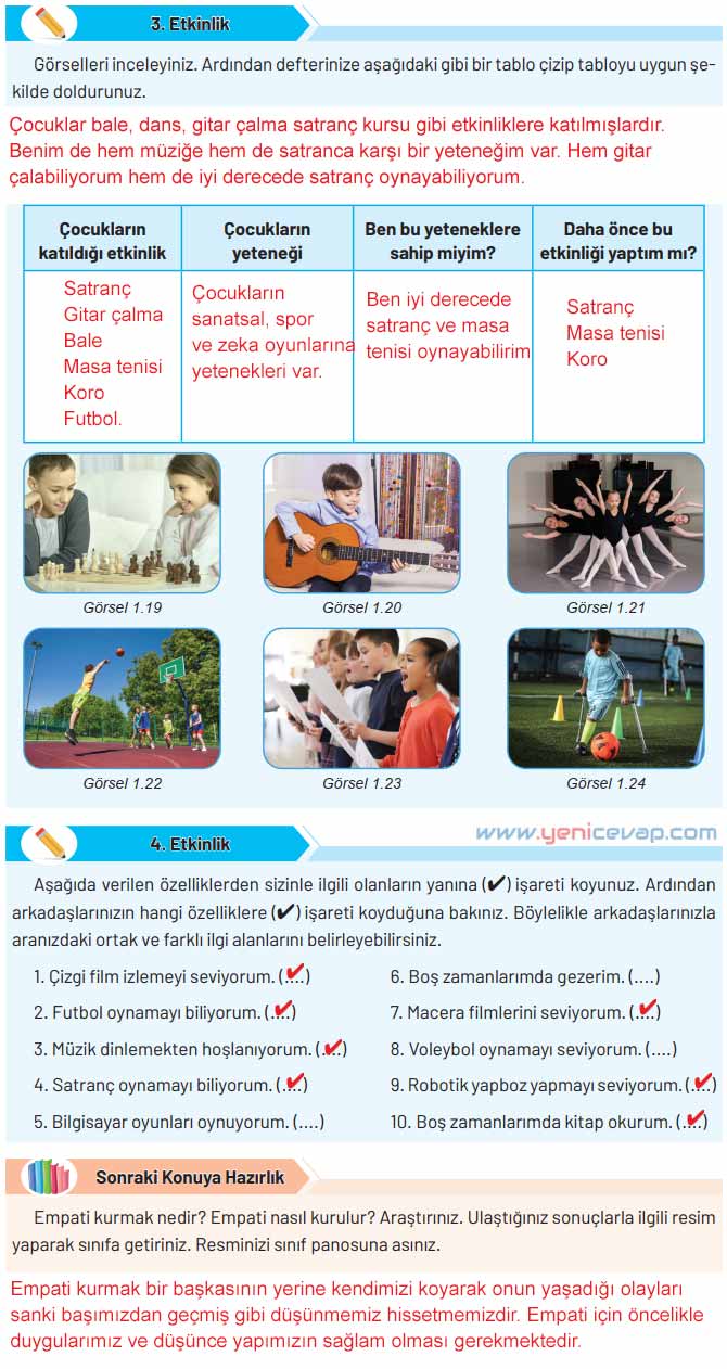 4. Sınıf Sosyal Bilgiler Kitabı Sayfa 12 19 23 Cevapları Hecce Yayınları