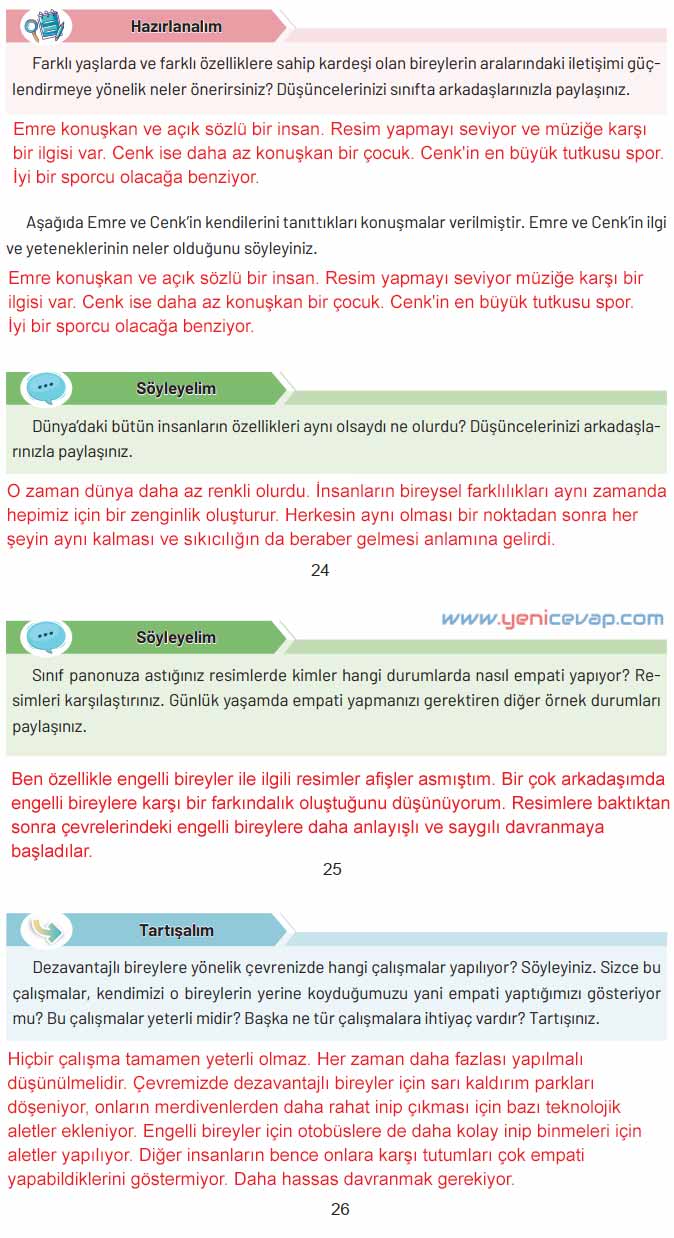 4. Sınıf Sosyal Bilgiler Kitabı Sayfa 24 25 26 27 Cevapları Hecce Yayınları