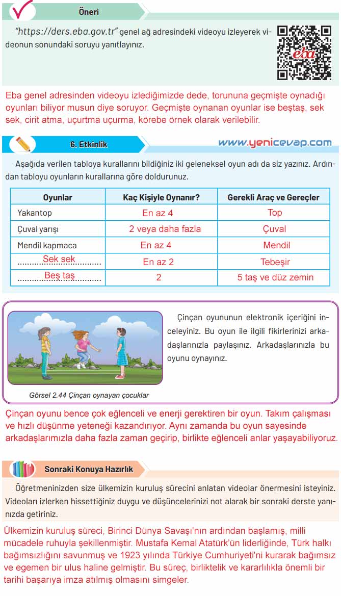 4. Sınıf Sosyal Bilgiler Kitabı Sayfa 51 53 55 Cevapları Hecce Yayınları