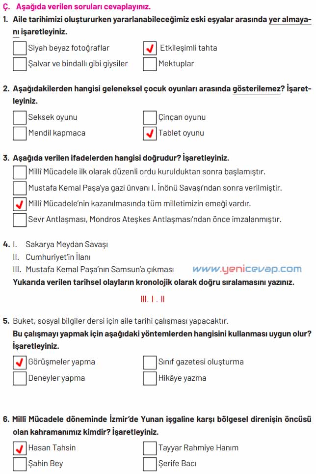 4. Sınıf Sosyal Bilgiler Kitabı Sayfa 60 61 62 Cevapları Hecce Yayınları