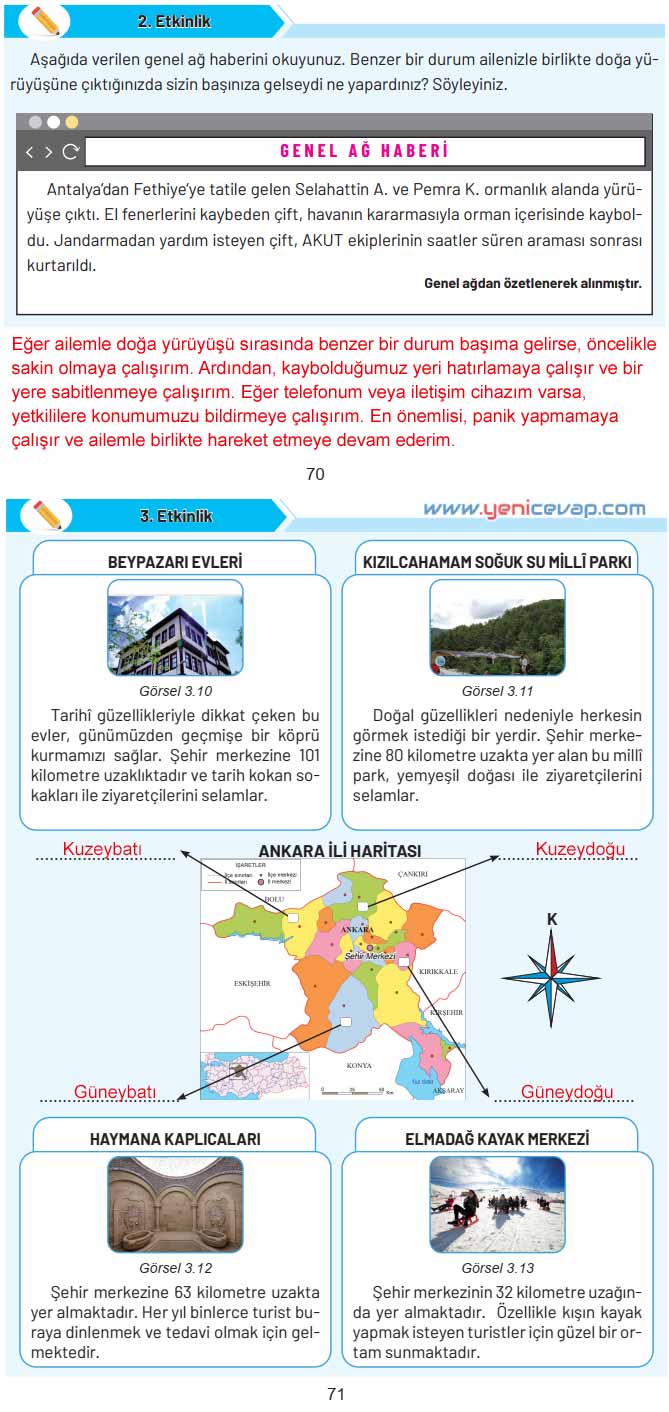 4. Sınıf Sosyal Bilgiler Kitabı Sayfa 70 71 72 Cevapları Hecce Yayınları