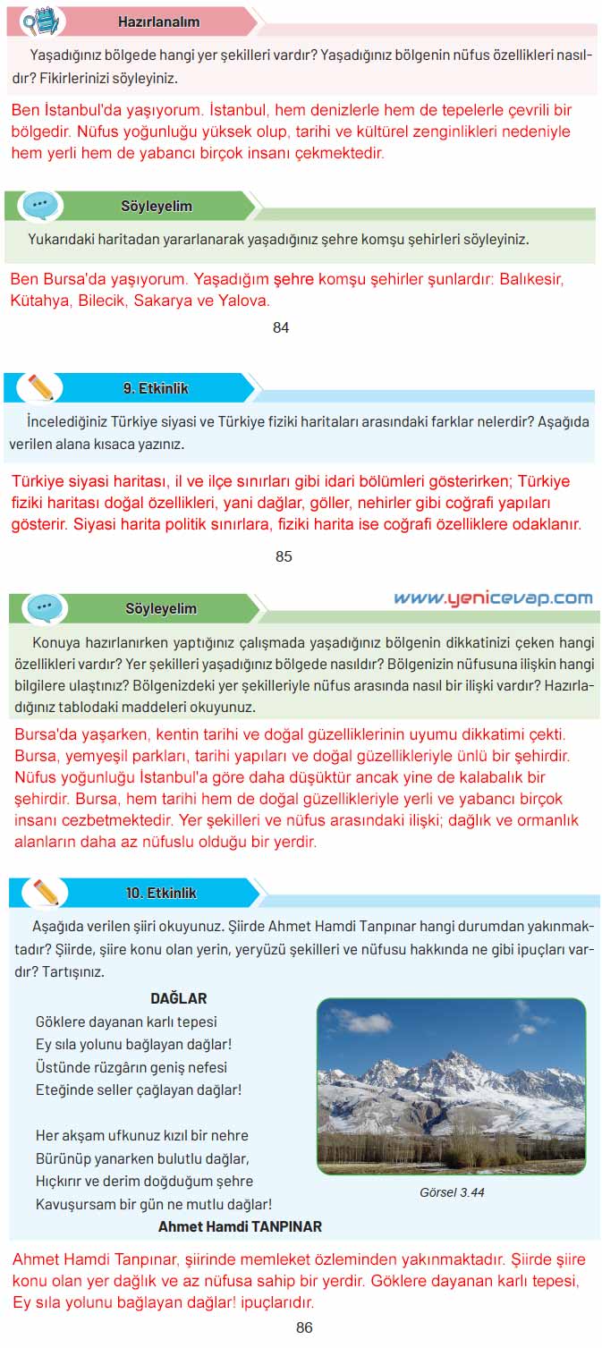 4. Sınıf Sosyal Bilgiler Kitabı Sayfa 84 85 86 87 Cevapları Hecce Yayınları