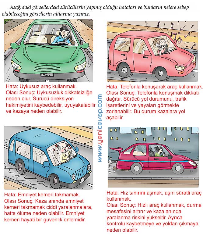 4. Sınıf Trafik Güvenliği Kitabı Sayfa 45 46 47 48 49 Cevapları Meb