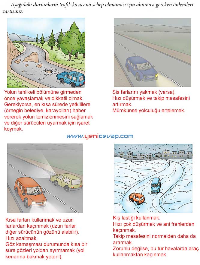 4. Sınıf Trafik Güvenliği Kitabı Sayfa 45 46 47 48 49 Cevapları Meb