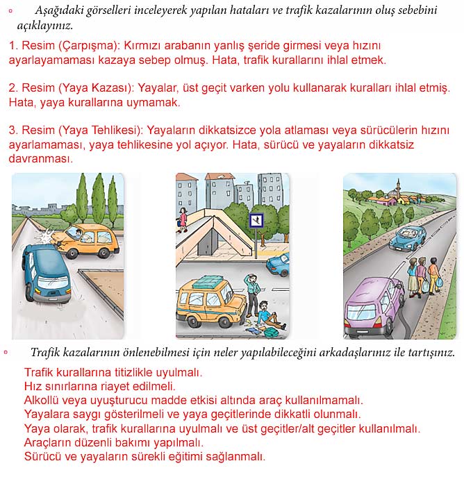 4. Sınıf Trafik Güvenliği Kitabı Sayfa 50 51 52 53 54 Cevapları Meb