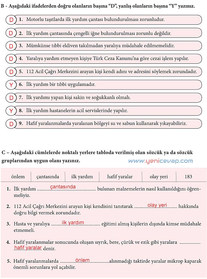 4. Sınıf Trafik Güvenliği Kitabı Sayfa 69 70 71 72 73 74 Cevapları Meb