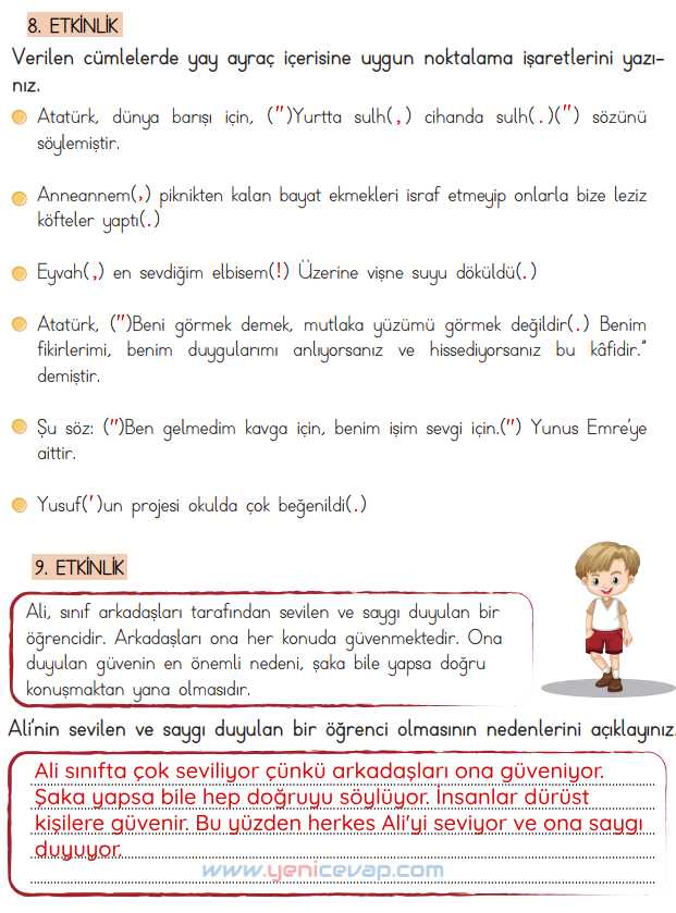 4. Sınıf Türkçe Kitabı Sayfa 98 99 100 101 Cevapları Meb