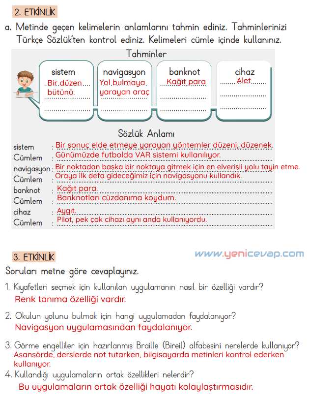 4. Sınıf Türkçe Kitabı Sayfa 120 121 122 123 Cevapları Meb