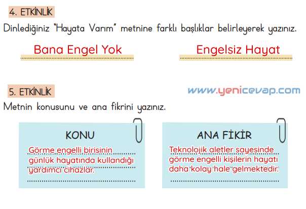 4. Sınıf Türkçe Kitabı Sayfa 120 121 122 123 Cevapları Meb