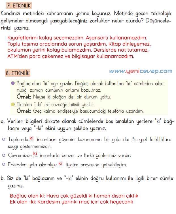 4. Sınıf Türkçe Kitabı Sayfa 120 121 122 123 Cevapları Meb