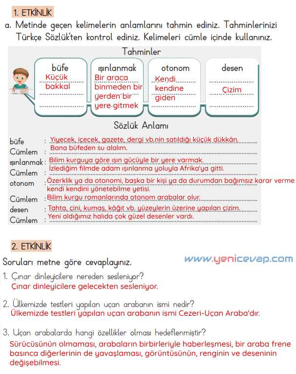 4. Sınıf Türkçe Kitabı Sayfa 124 125 126 127 128 Cevapları Meb