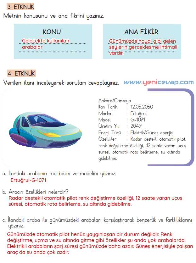 4. Sınıf Türkçe Kitabı Sayfa 124 125 126 127 128 Cevapları Meb