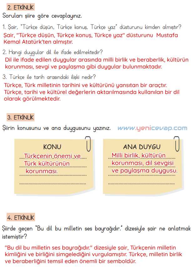 4. Sınıf Türkçe Kitabı Sayfa 12 13 14 15 Cevapları Meb