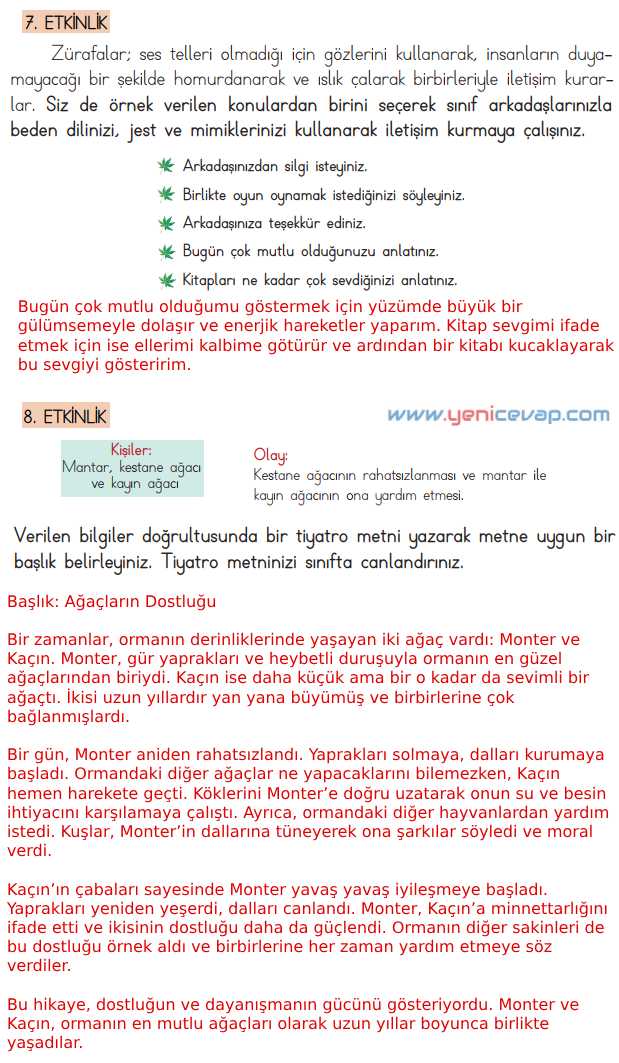4. Sınıf Türkçe Kitabı Sayfa 138 140 141 143 Cevapları Meb