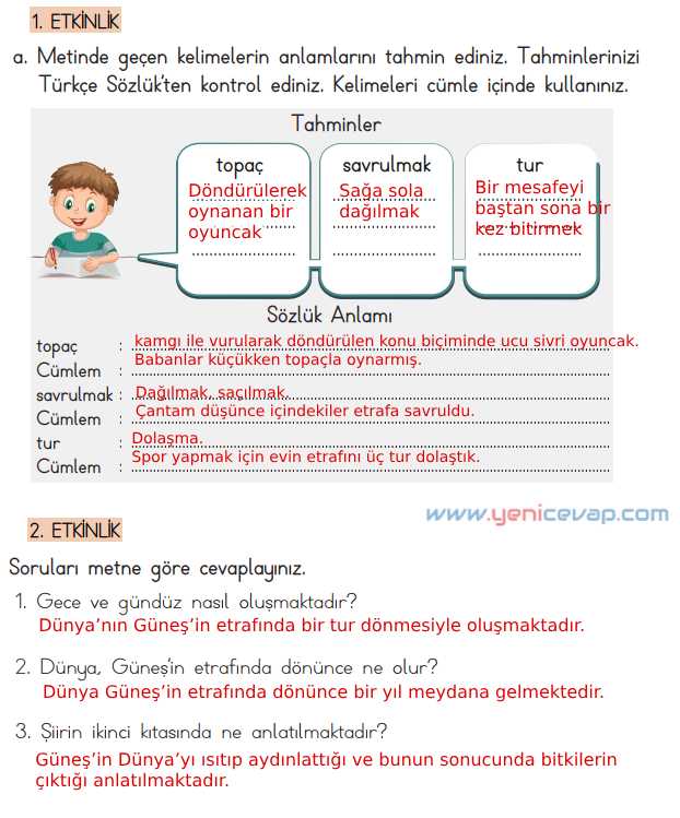 4. Sınıf Türkçe Kitabı Sayfa 158 159 160 161 Cevapları Meb
